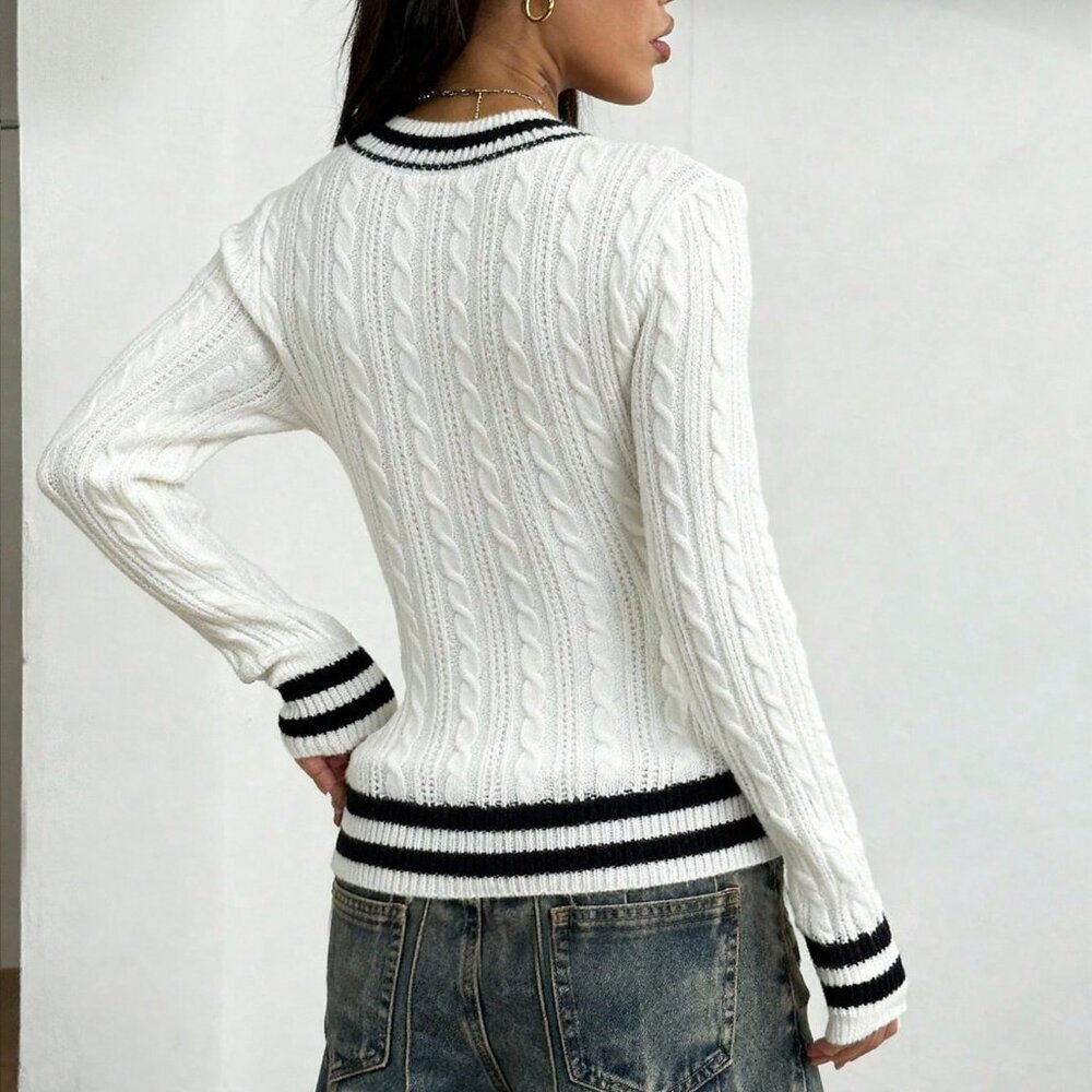 Multicolor Casual Women's Comfortable Collegiate Sweater - Picture 2 of 5